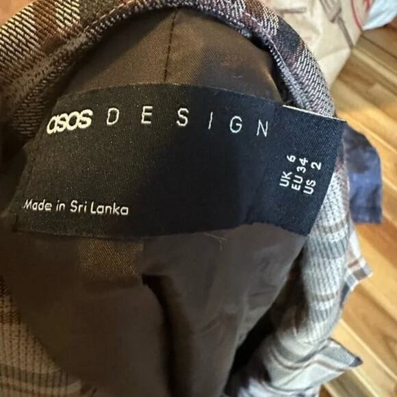 ASOS Design Plaid Brown Blazer – Women’s Small/Medium - Picture 4 of 13